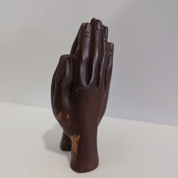 Vintage Rustic Praying Hands Tabletop Decor Figurine 6" Tall - Picture 2 of 5